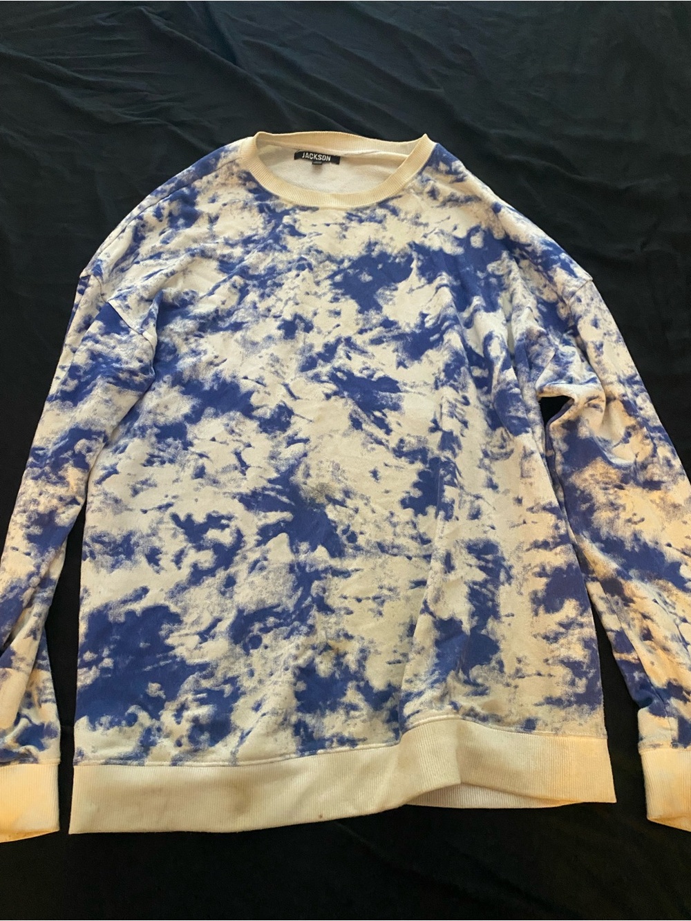 Blue and White Tie Dye Sweatshirt